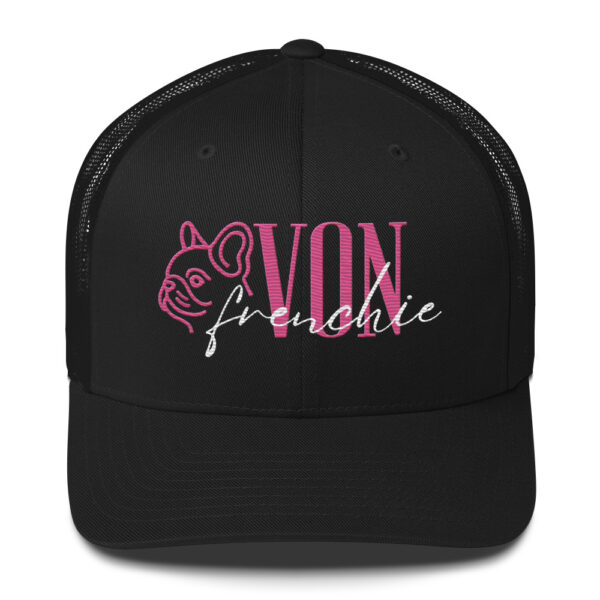 Von Frenchie Stencil Inverse Black Trucker Cap