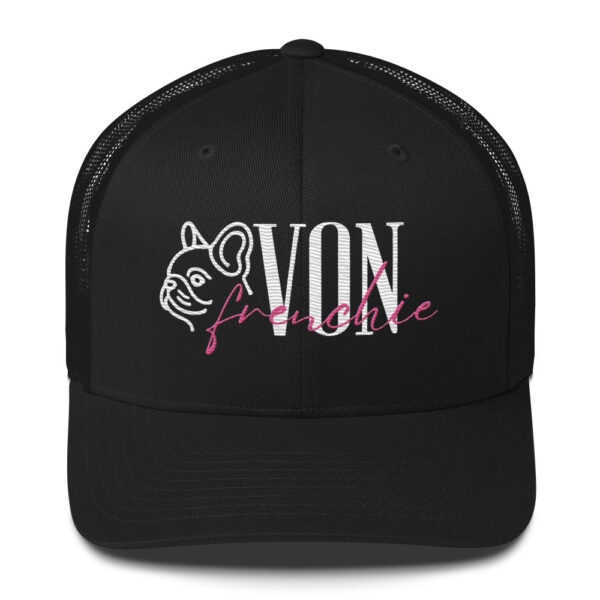 Von Frenchie Stencil Black Trucker Cap